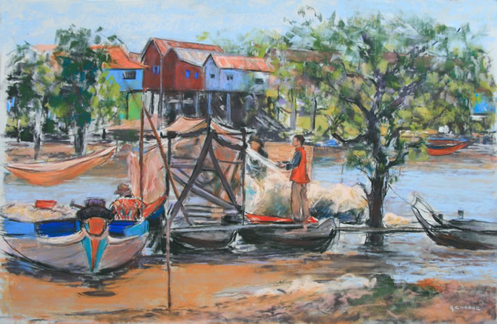 Cambodge Scene de vie a Kampong Kleang