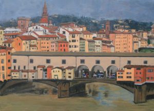 Florence au printemps Maisons et Ponte Vecchio