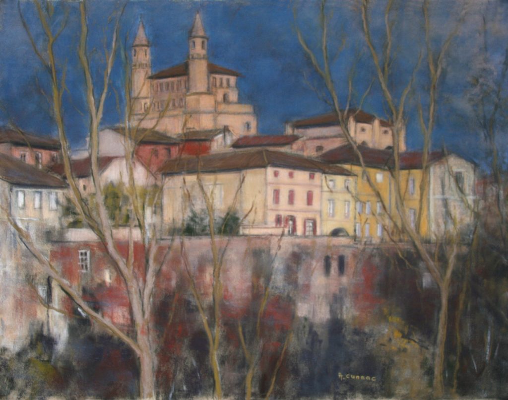Tarn Notre Dame du Bourg et maisons sur les remparts à Rabastens
