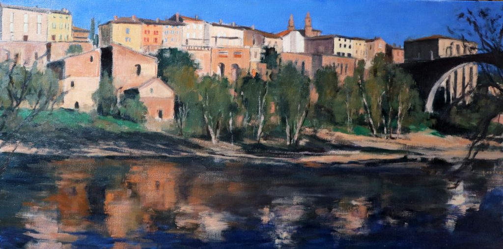 Rabastens---Maisons-et-remparts - Peinture à l'huile sur toile