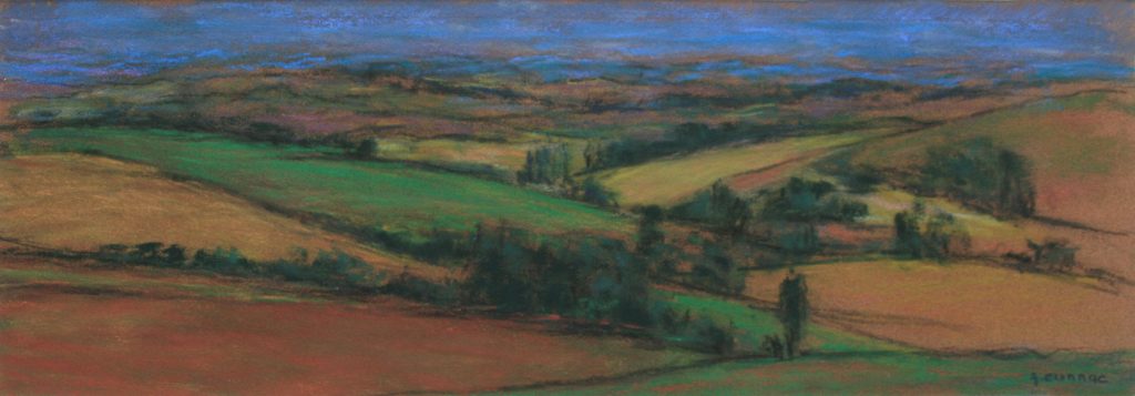 Campagne tarnaise. Pastels sec sur papier card réalisé en plein air sur le motif.