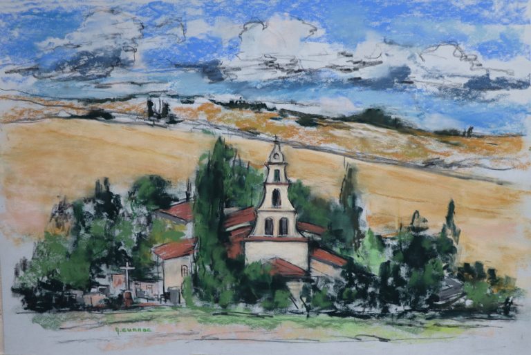 Lumières du Tarn - Pastel sec réalisé en plein air sur le motif.