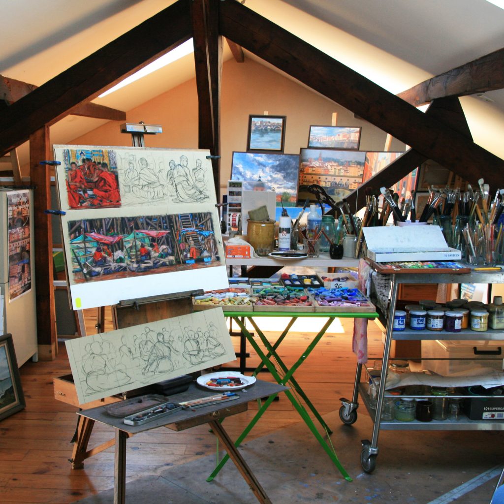 Atelier de l'artiste peintre pastelliste Annette Cunnac